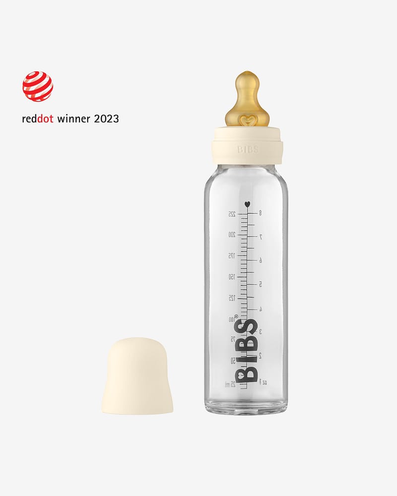 BIBS Tåteflaske i Glass 225 ml - Komplett Sett