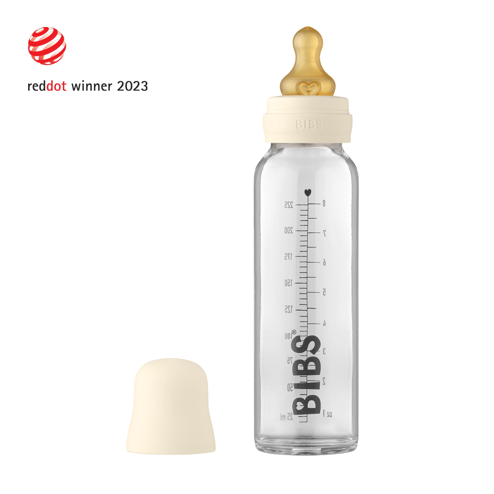 BIBS Tåteflaske i Glass 225 ml - Komplett Sett