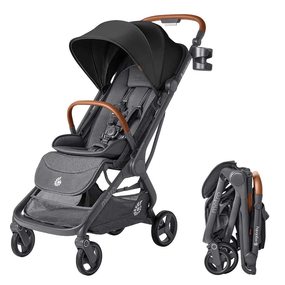 Metro 3 Deluxe Reisevogn, Premium – Kompakt Reisetrille | Fra Nyfødt til 22 kg/4 år, Svart
