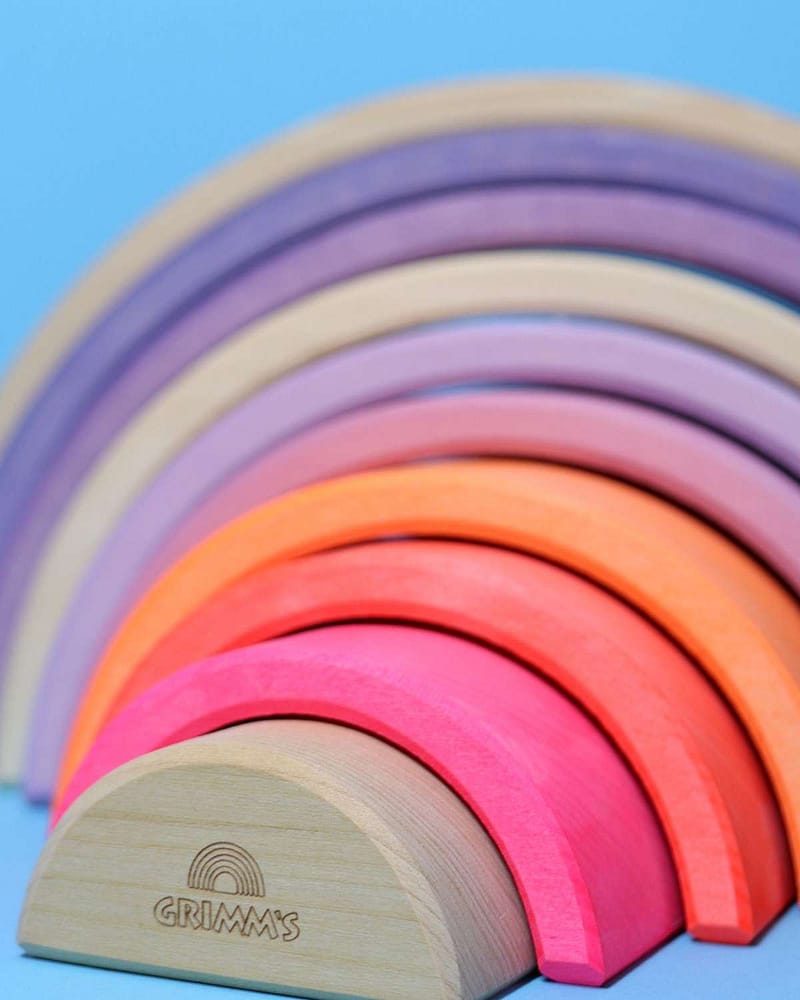 Regnbue Neon - Stableleke i Tre - 30x14cm | Montessori Leker