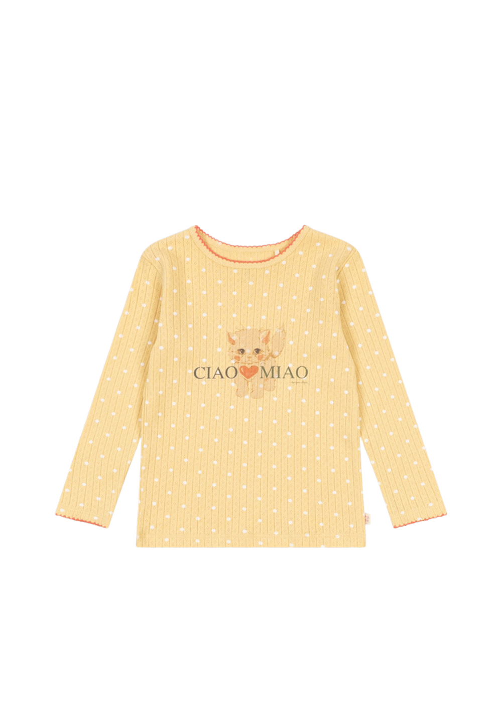 Trøye Langermet -100% Øko Bomull, Pointelle | Minnie Blouse GOTS, Gul - Dot Golden