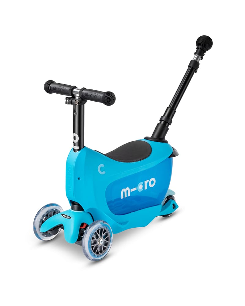 Sparkesykkel og Løpesykkel M/ Foreldrehåndtak - Micro Mini2go Deluxe Plus | 18m-5år