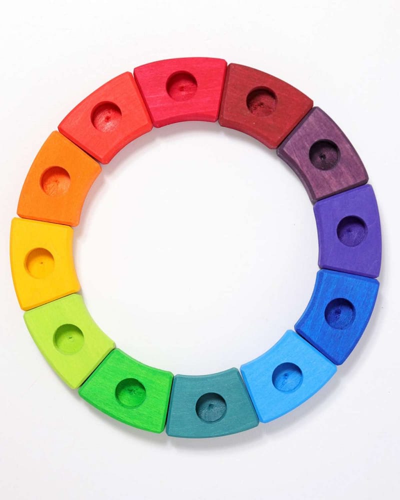 Bursdagsring Regnbue | Stake i Tre til Lys og Figurer - Liten, 23cm