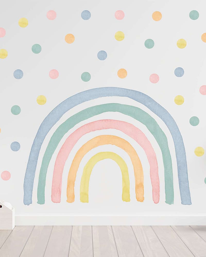 Wallstickers Regnbue & Dots - ØKO Veggklistremerker Barnerom
