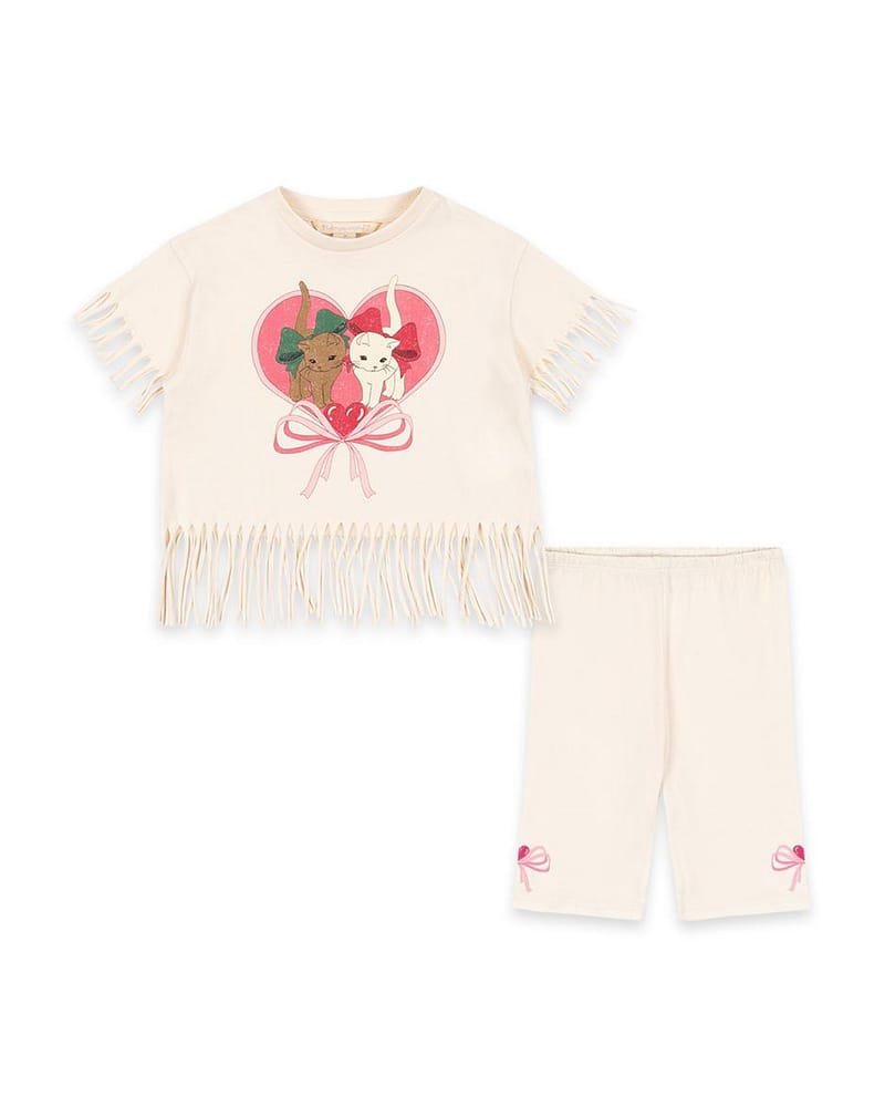 T-Skjorte & Shorts Sett Barn /m Frynser - Øko Bomull | Marah Set
