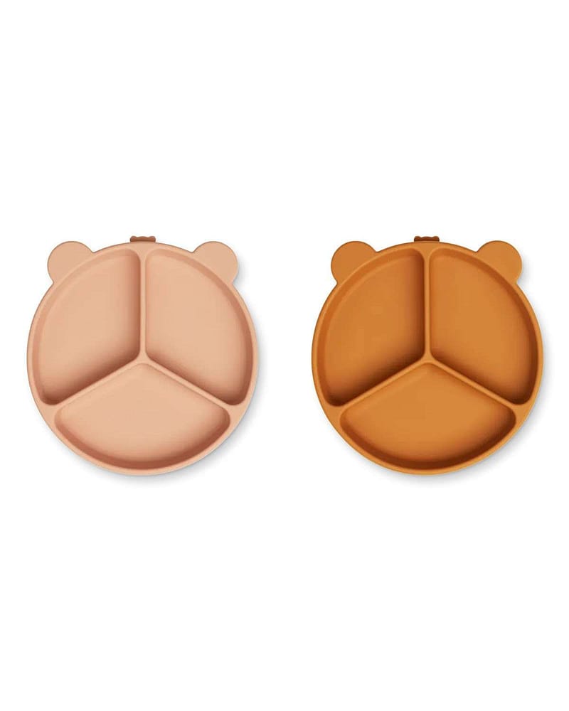 2pk Tallerken med flere rom & Sugekopp - Silikon | Stacy