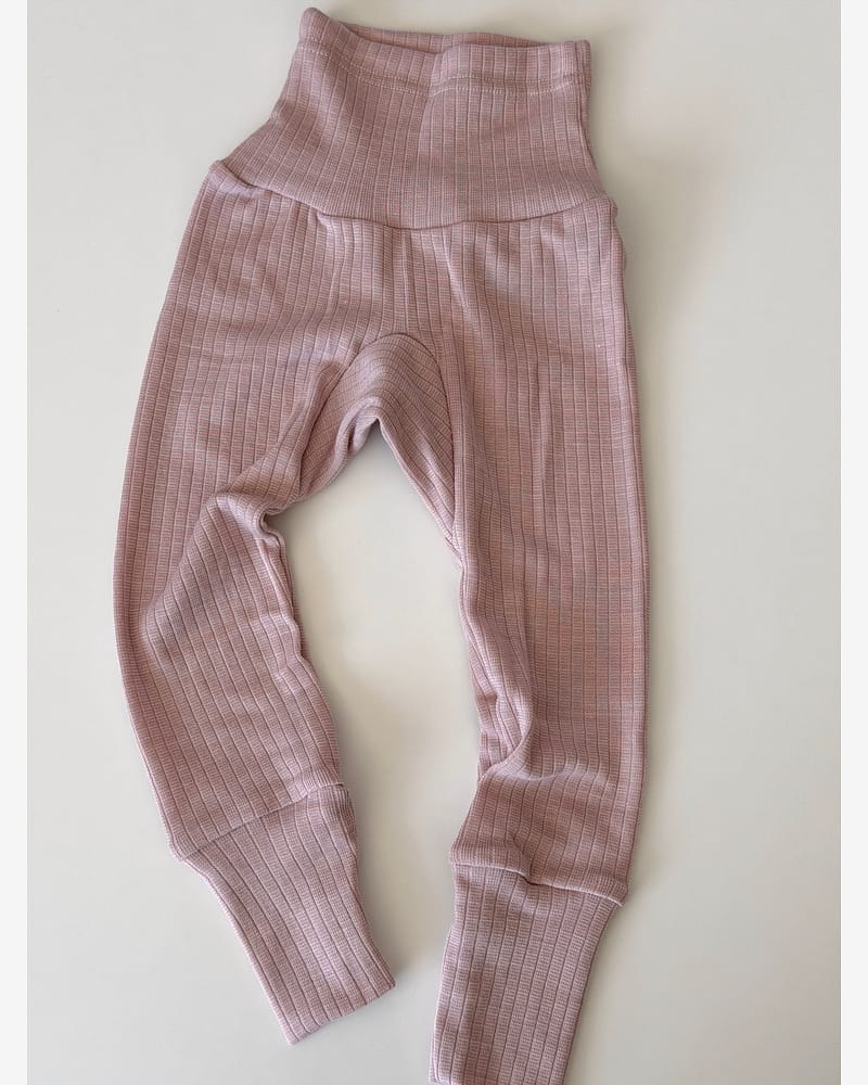 Bukse Rib m/ høyt liv – 45% Bomull, 35% Merino, 20% Silke – Ubehandlet Ull