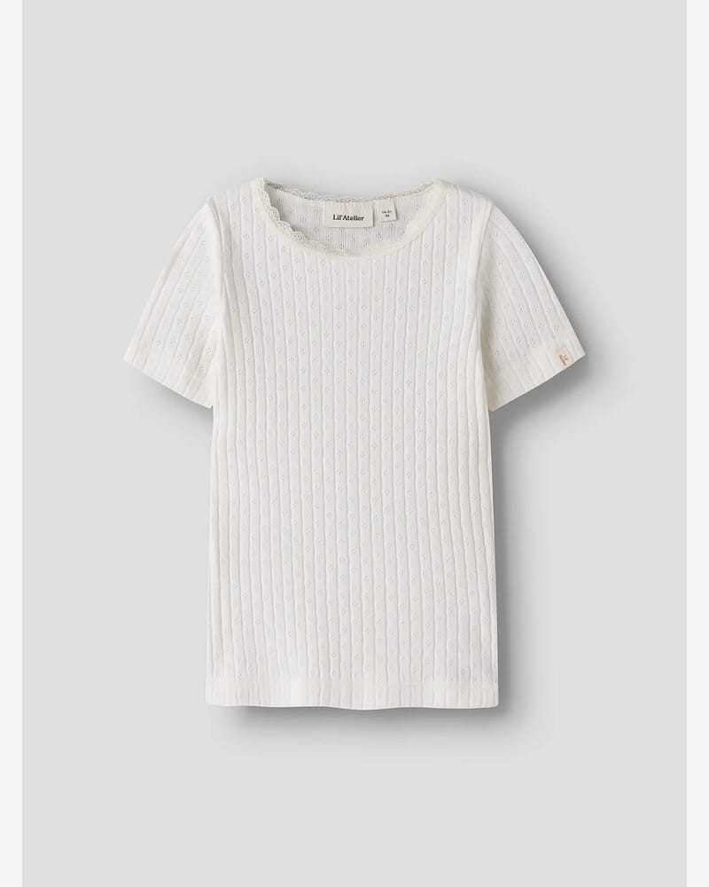 T-Skjorte Barn - Øko Bomull, Pointelle | NMFHALDIS SS SLIM TOP LIL
