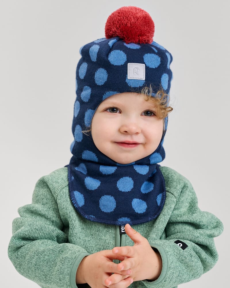 Ull Balaclava med dusk, 50% Merino - Varm vinterlue | Polkka