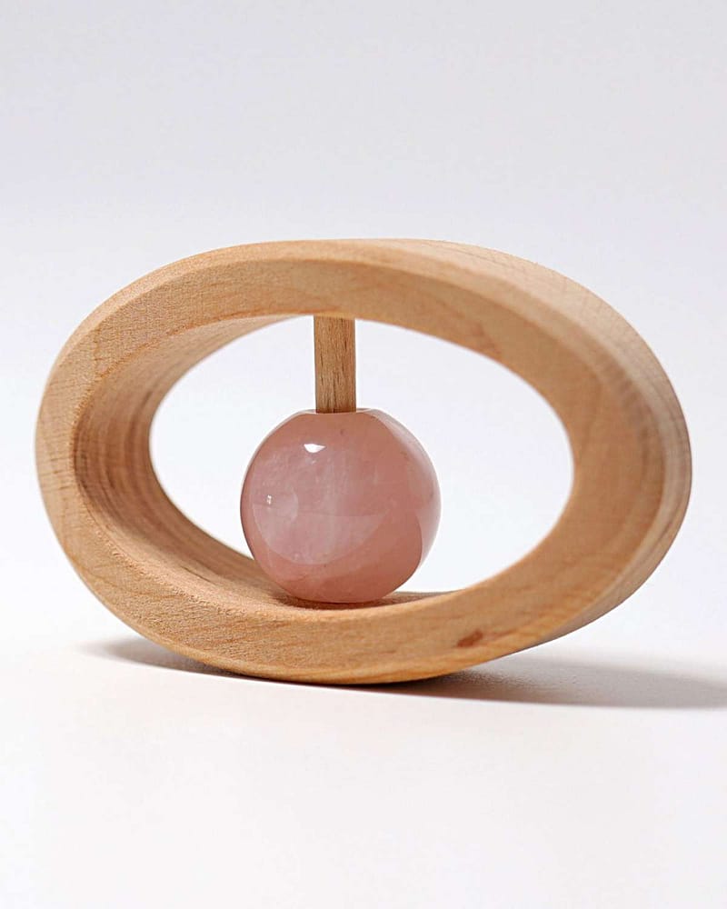 Rangle og Gripeleke - Treleke m/ Edelsten | Rattle Rose Quartz
