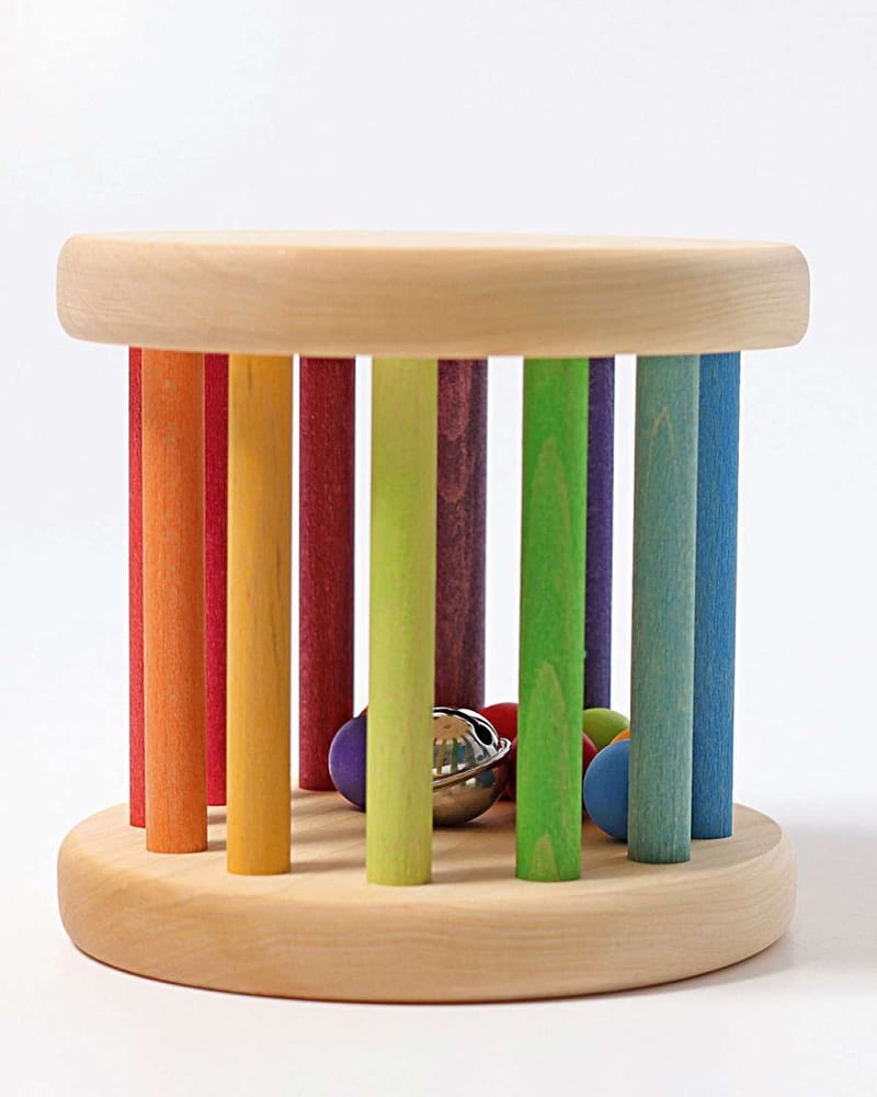 Babyleke - Stor Rullende Rangle i Tre | Rainbow Rolling Wheel