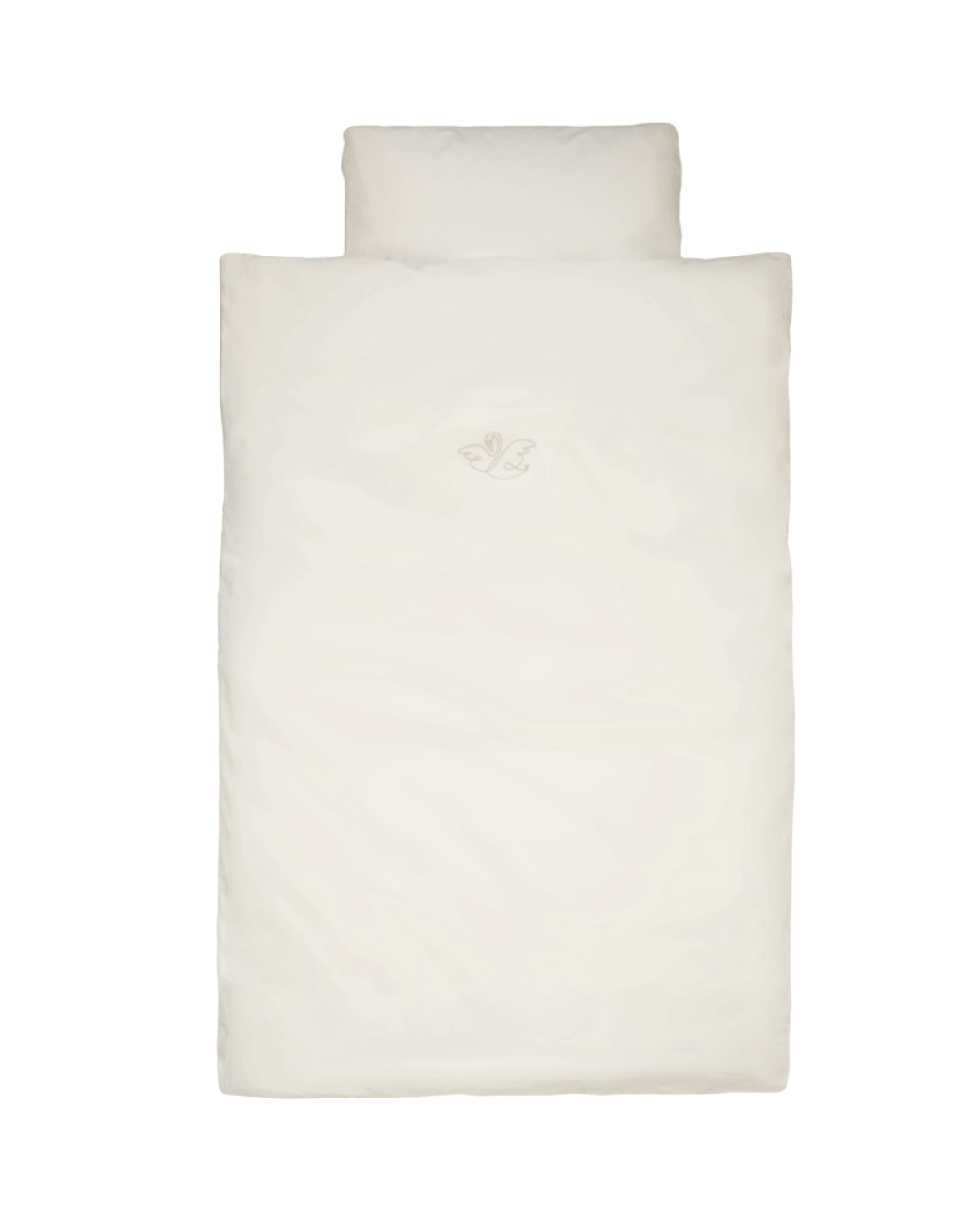 Sengetøy Baby m/ Brodert Svane 70×100 cm – 100% Øk. Bomull, Swan - Light Sand