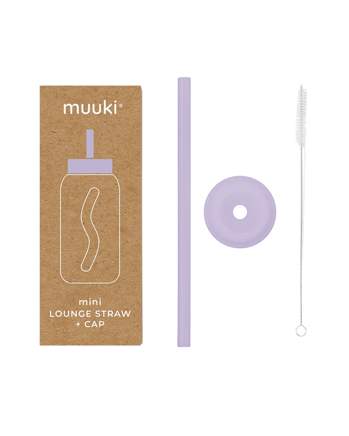 Flaskelokk m/ sugerør til Muuki Mini – Lounge Straw Cap, Lilla - Pastel Lilac