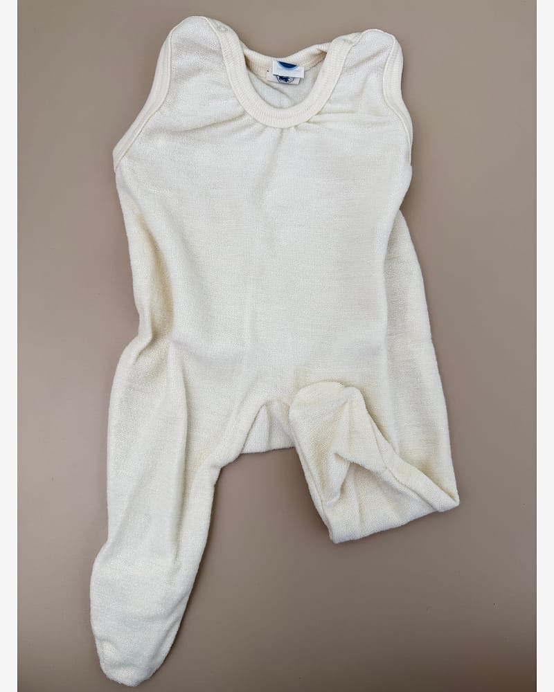 Sparkebukse med Føtter i ullfrotte - ubehandlet ull