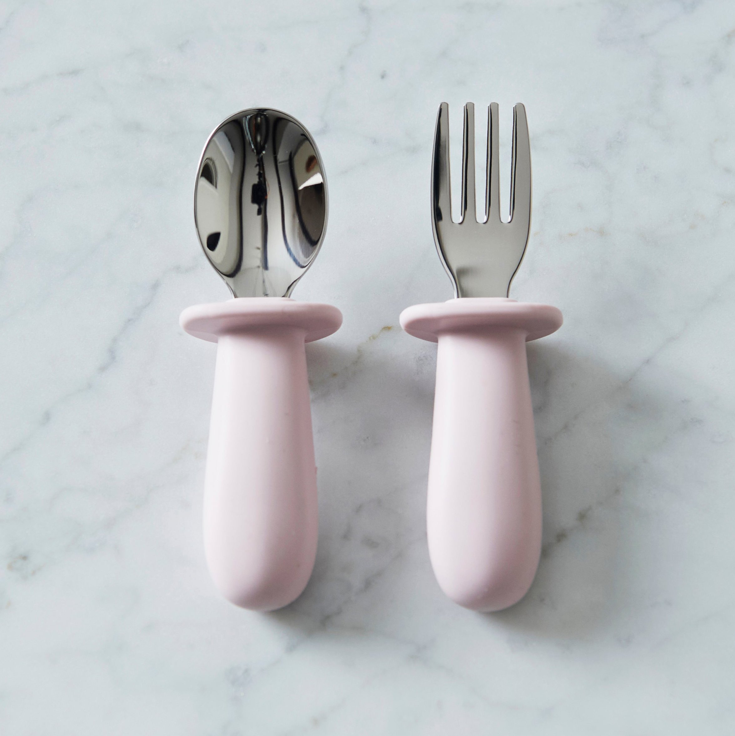 Bestikk Sett Baby – Rustfritt Stål & Silikon | Baby Cutlery Set