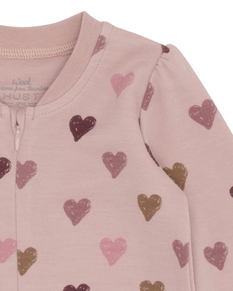 Ullpysj Baby - Heldrakt to-veis glidelås og trylleføtter - Ull/Bambusviskose | Manu Hearts Puff