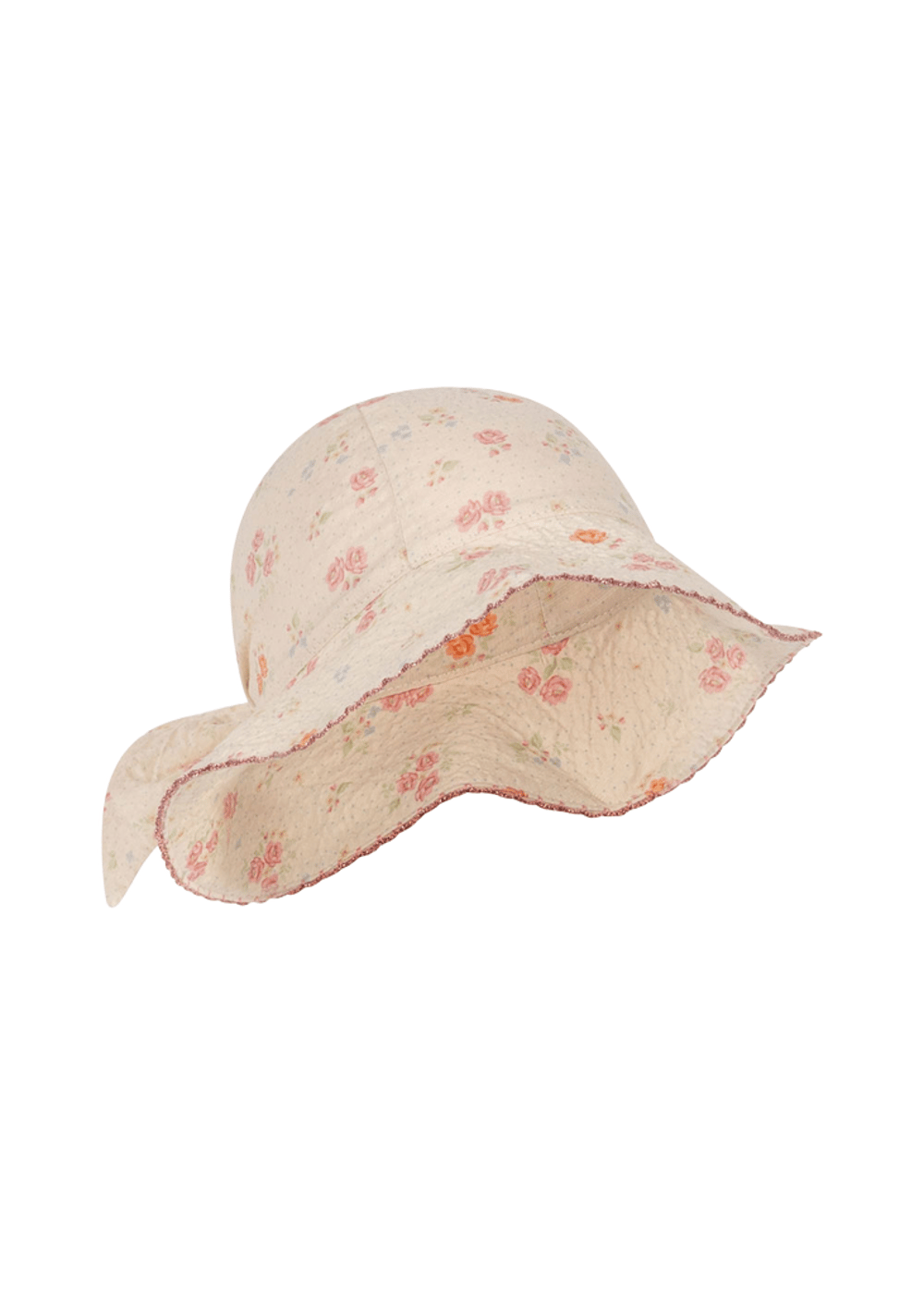 Solhatt m/Bred Brem - Øko Bomull, Vevd Seersucker-Kvalitet | Elin Bow Sun Hat