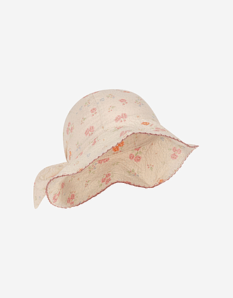 Solhatt m/Bred Brem - Øko Bomull, Vevd Seersucker-Kvalitet | Elin Bow Sun Hat