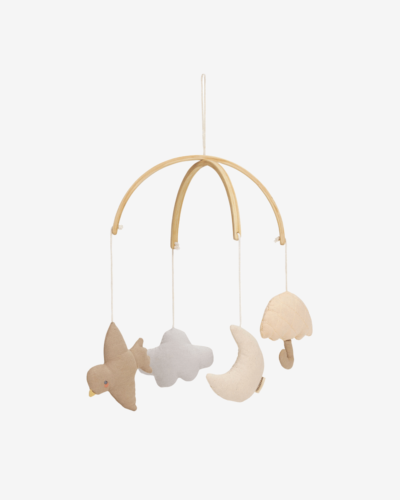Uro i Øko Bomull og Tre | Baby Mobile, Sky, Måne, Paraply, Fugl
