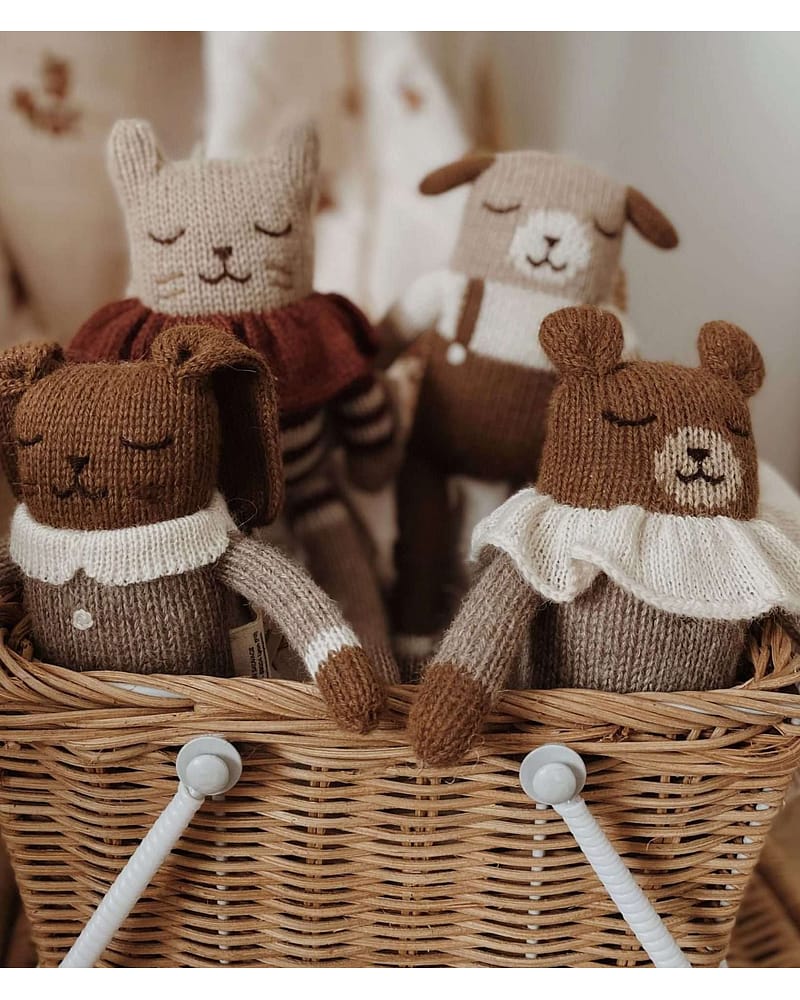 Kosebamse - Håndstrikket Alpakkaull - Unik Nyfødtbamse