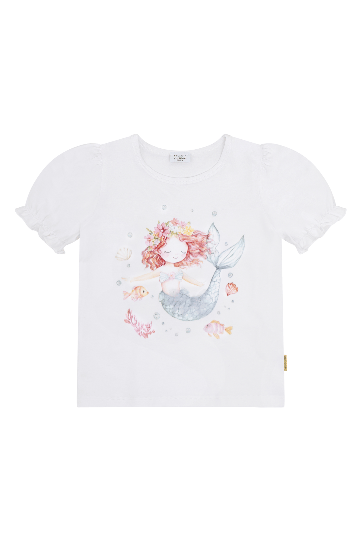 T-skjorte Barn M/ Glitter – Bomull, Elastan | HCAlma Mermaid, Hvit