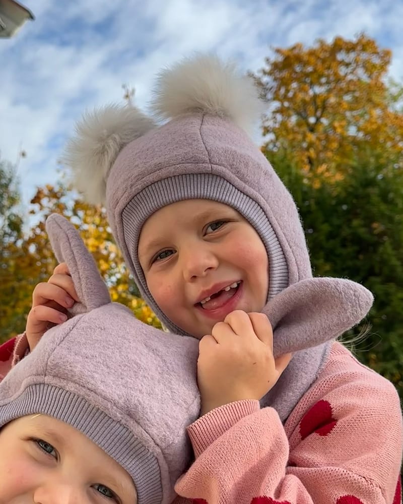 Balaclava Ull 2-Lags - Børstet Ullfleece | Alpaca Pompoms