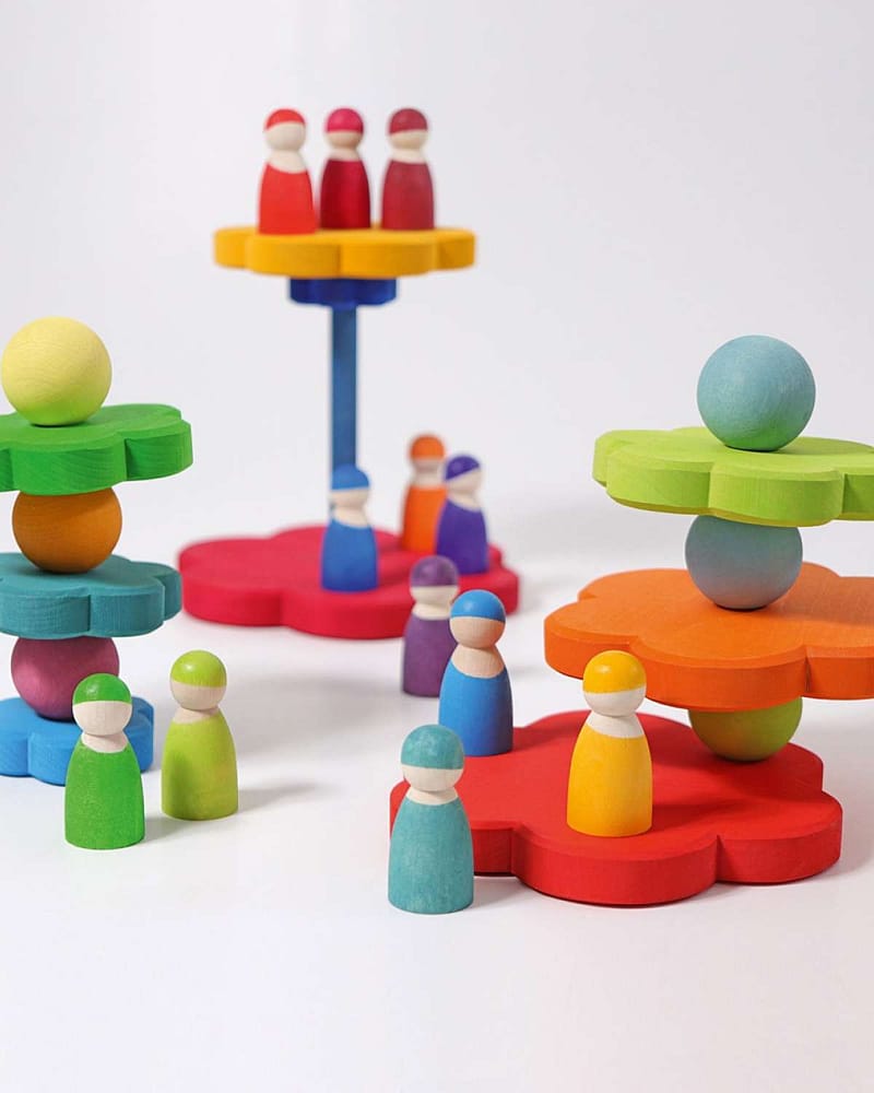 Stabletårn Blomst m/ hull til Bursdagsring figurer - 2i1 | Montessori Leker