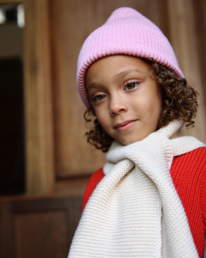 Ull Beanie barn - 100% Merino, Ubehandlet - Rib Lue Fonzie