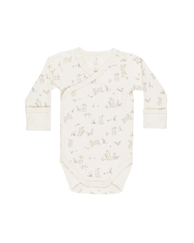Omslagsbody m/ Fold-over håndmitts - 100% Øk. Bomull | Side Snap Bodysuit