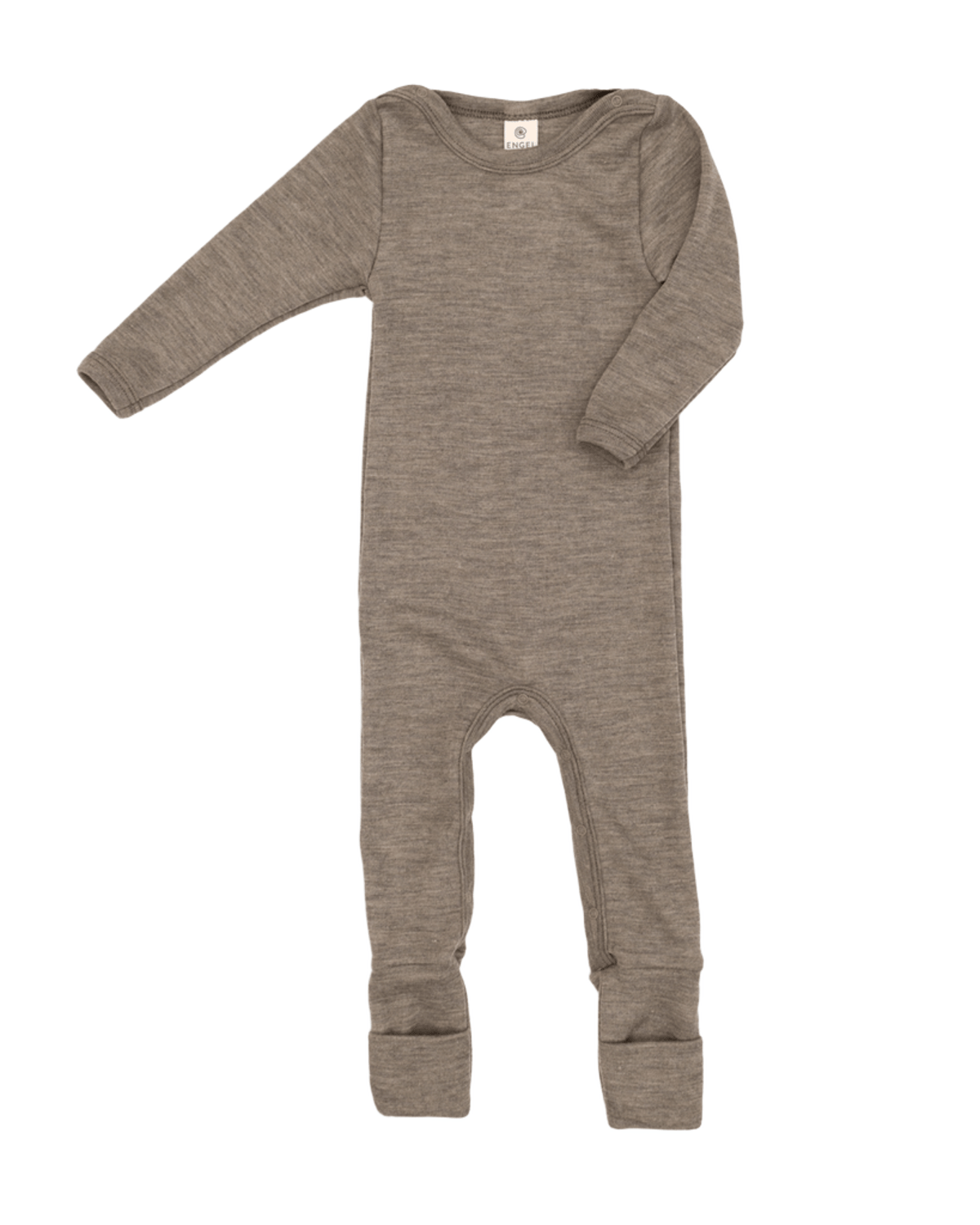 Ullpysj Baby – Heldress med trylleføtter – 70% Ull, 30% Silke, Ubehandlet Ull, Brun - Walnut Melange
