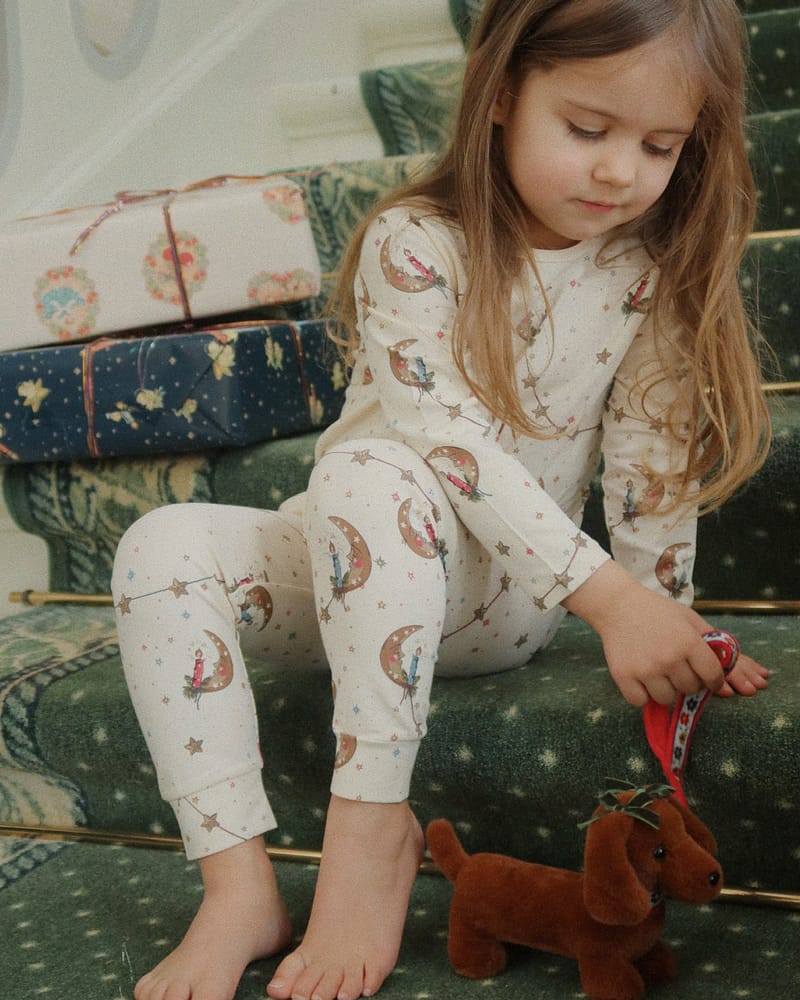 Pysjamas Barn - Trøye og Bukse - Øko Bomull | Julepysj Basic Blouse/Pants Set