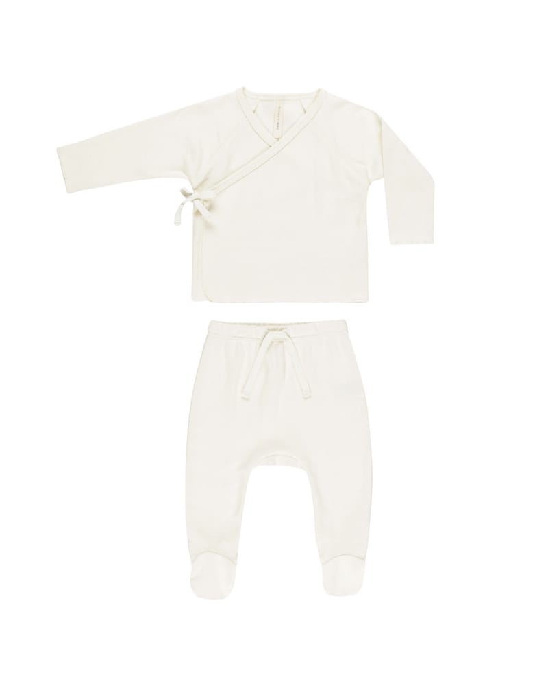 Hentesett Baby - Myk 100% Øko Bomull | Wrap top + Footed pant set
