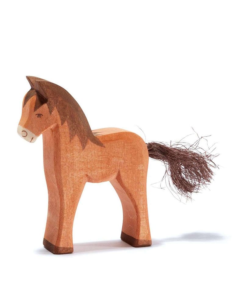 Hest Lekedyr - Håndlaget Trefigur | Bondegård Leke, liten 9,6 cm