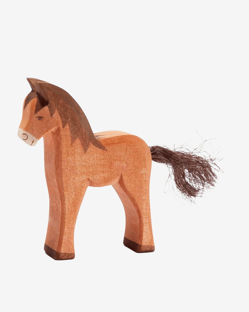 Hest Lekedyr - Håndlaget Trefigur | Bondegård Leke, liten 9,6 cm