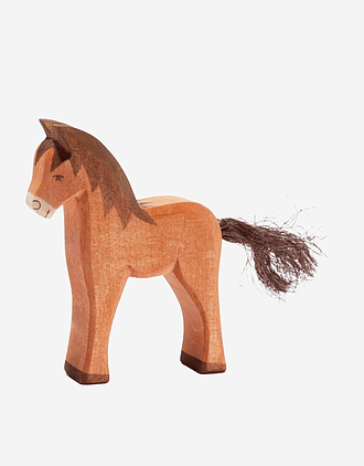 Hest Lekedyr - Håndlaget Trefigur | Bondegård Leke, liten 9,6 cm
