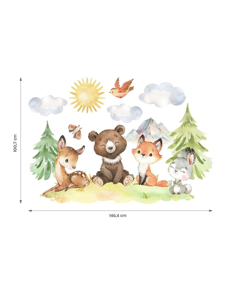 Wallstickers Dyr - Sett 14stk | ØKO Veggklistremerker Barnerom