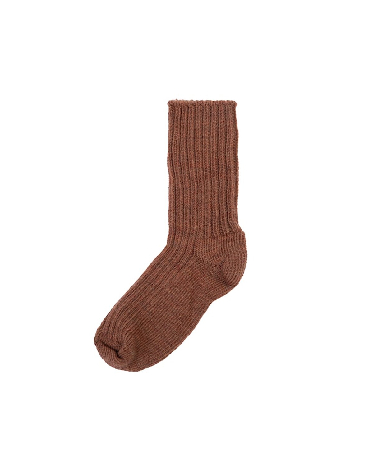 Ullsokker – Rib – Elastisk – Basic, Brun - Kobber Melange