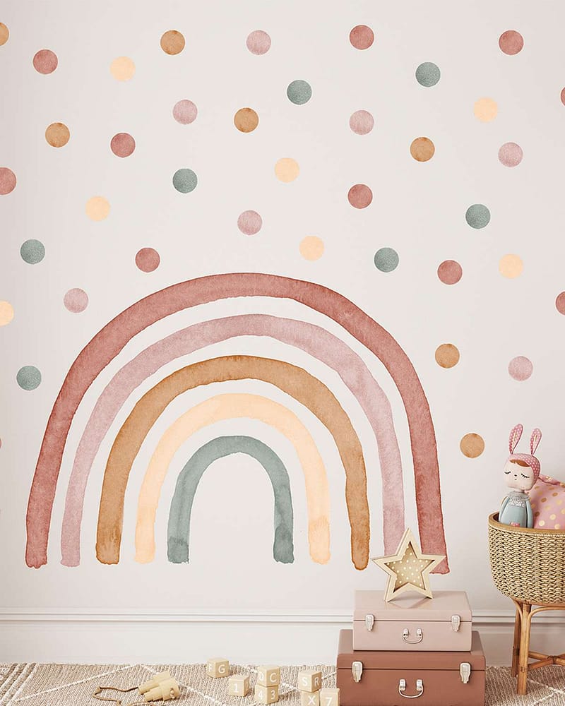 Wallstickers Regnbue & Dots - ØKO Veggklistremerker Barnerom