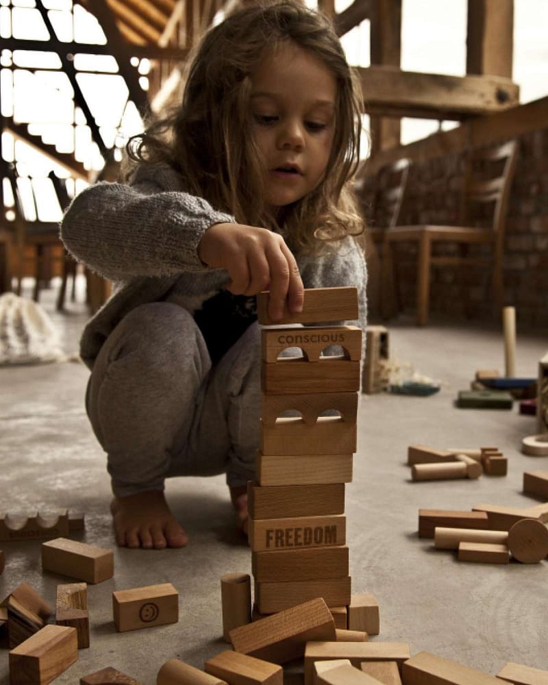 Byggeklosser i tre 60stk - Håndlaget | Blocks In Sack