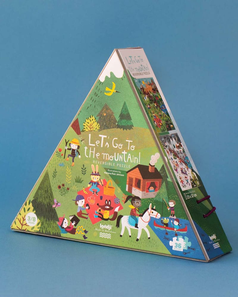 Puslespill 2i1 - Reversibelt Puslespill Barn 3år+ | Let's go to the mountain