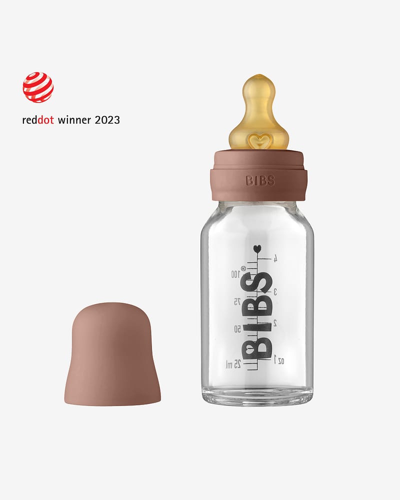 BIBS Tåteflaske i Glass 110 ml - Komplett Sett