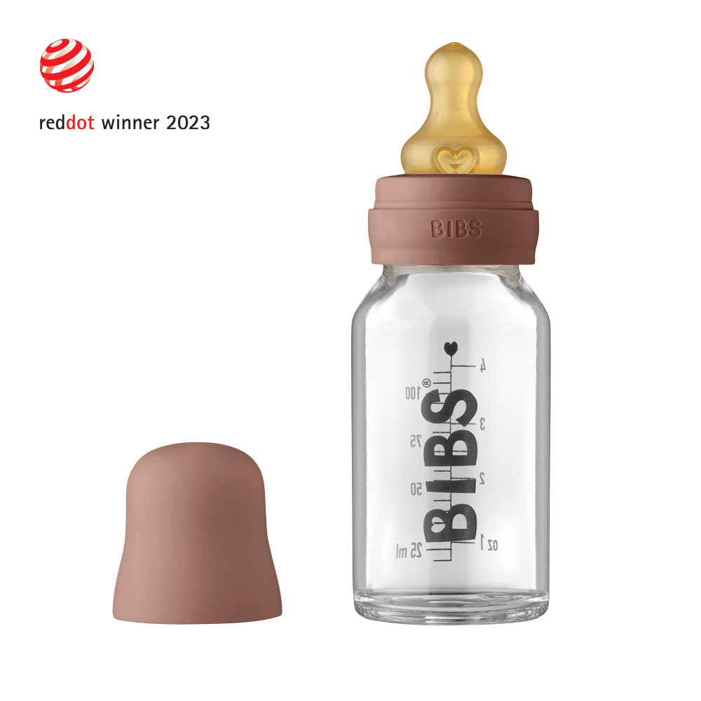 BIBS Tåteflaske i Glass 110 ml – Komplett Sett, Brun - Woodchuck