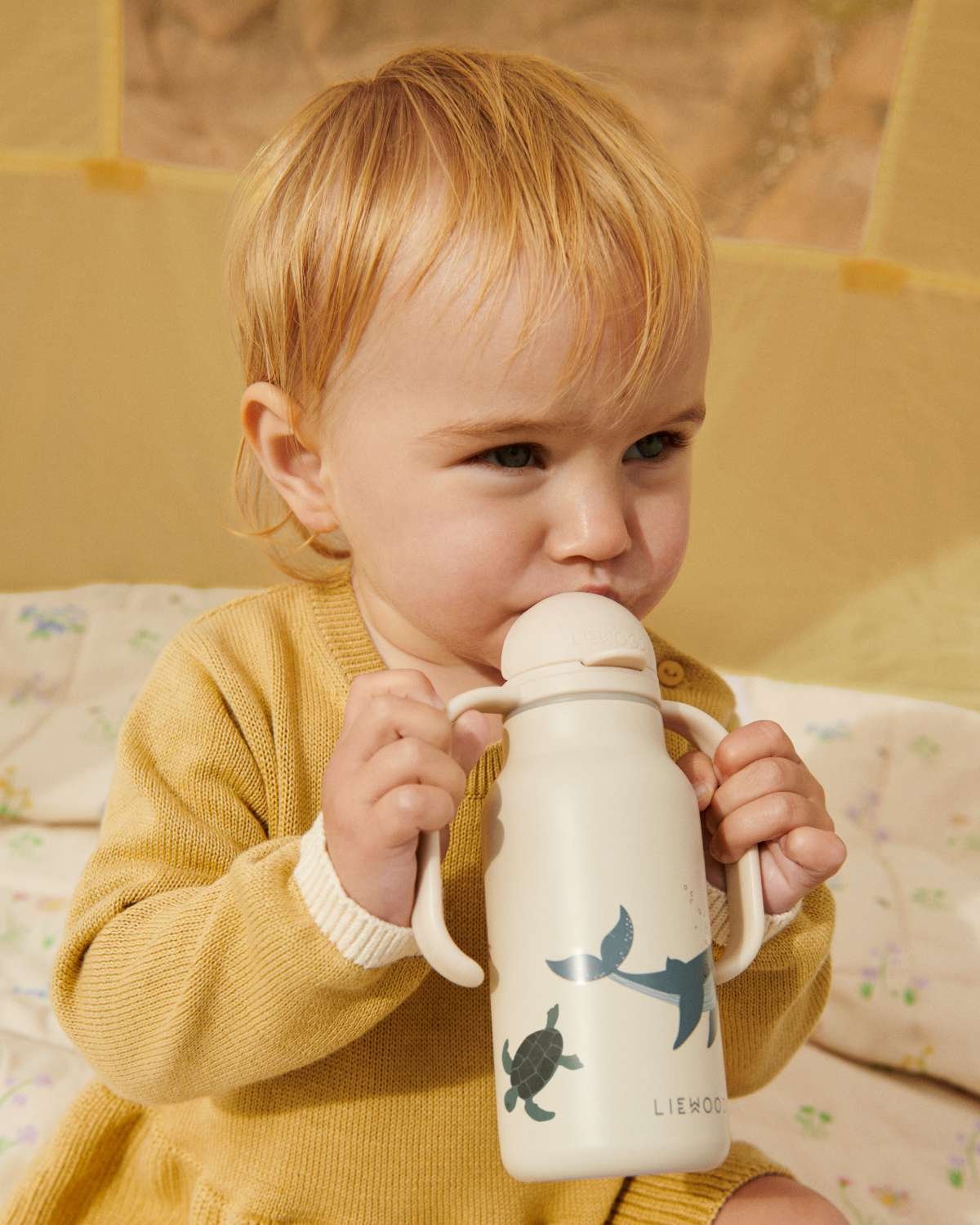 termoflaske baby drikkeflaske m/ håndtak 250ml | kimmie (sea creature/sandy)