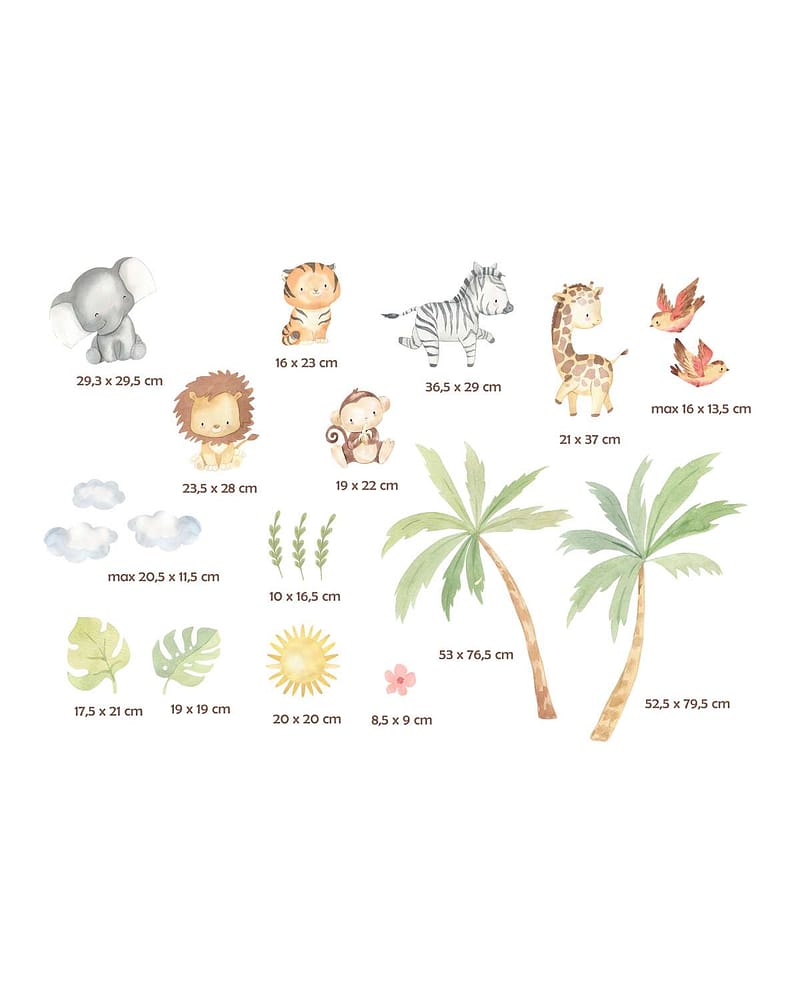 Wallstickers Dyr - Sett 20stk | ØKO Veggklistremerker Barnerom