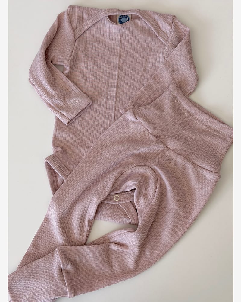 Bukse Rib m/ høyt liv – 45% Bomull, 35% Merino, 20% Silke – Ubehandlet Ull