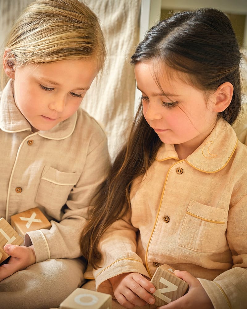 Pyjamas i 100% Øko Bomull, Muslin - Trøye og Bukse | Two-piece pyjama