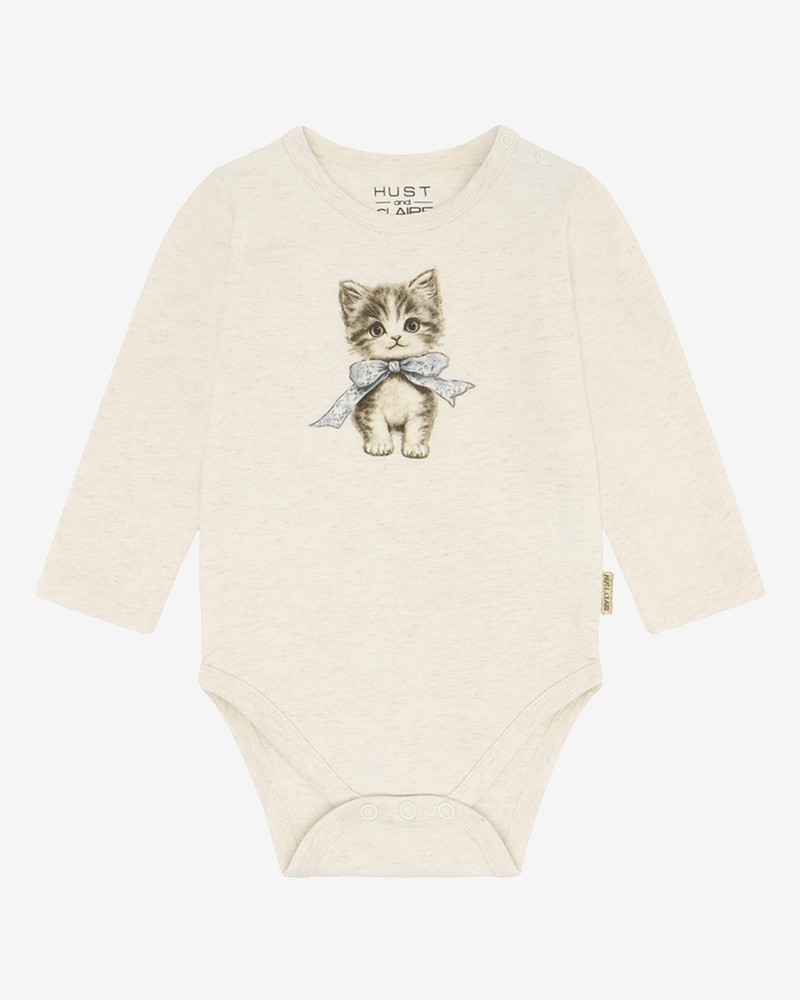 Body Langermet Baby - Øko Bomull, Elastan | HCBritt bow kitten