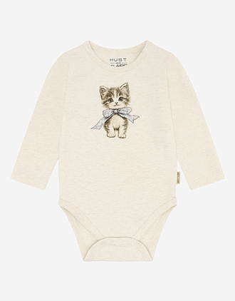 Body Langermet Baby - Øko Bomull, Elastan | HCBritt bow kitten