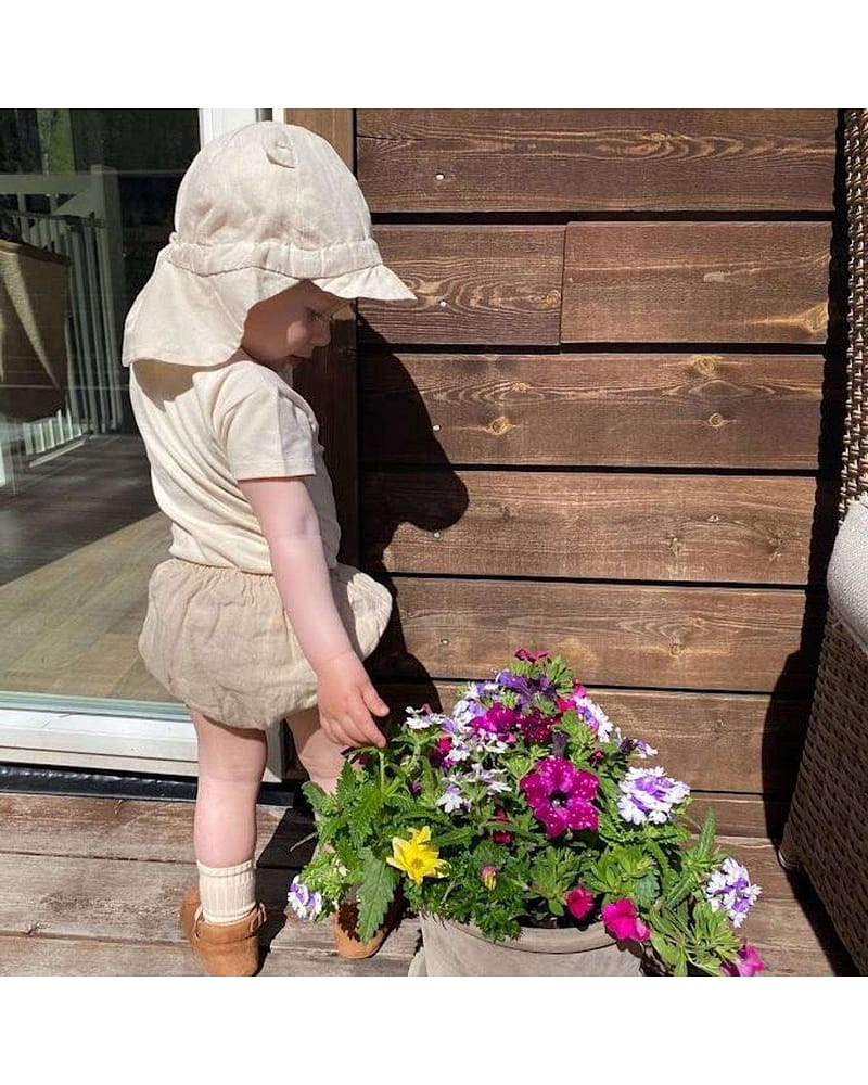 Solhatt m/ Nakkeskygge - Økologisk Lin og Bomull | Gorm