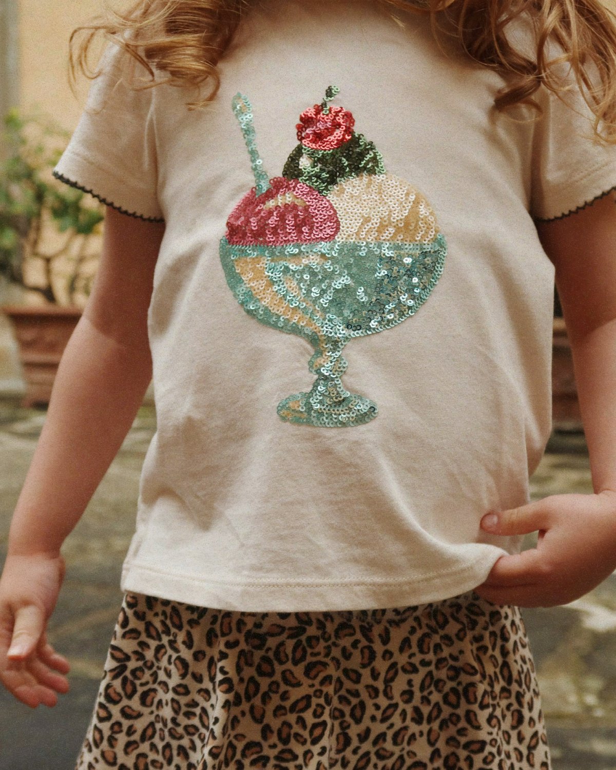 T Skjorte m/ Glitter Paljetter - 100% Øko Bomull | Famo Puff Tee GOTS